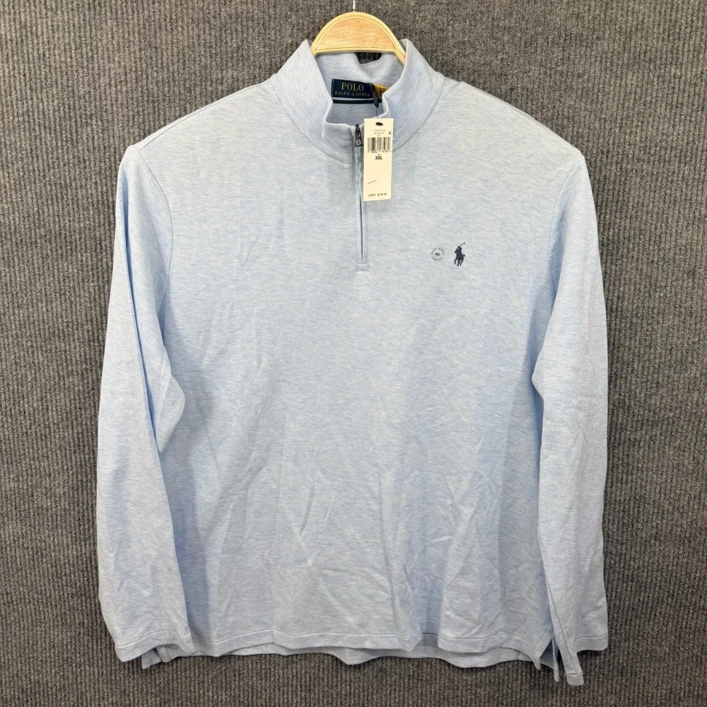 New Polo Ralph Lauren Mens Jacquard 1/4 Zip Lightweight Pullover Sweater XXL